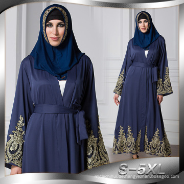 Europäische amerikanische S-5XL beste weiche Polyester Muslim Spitze Blumen Frauen Kleid schwarz Dubai Abaya